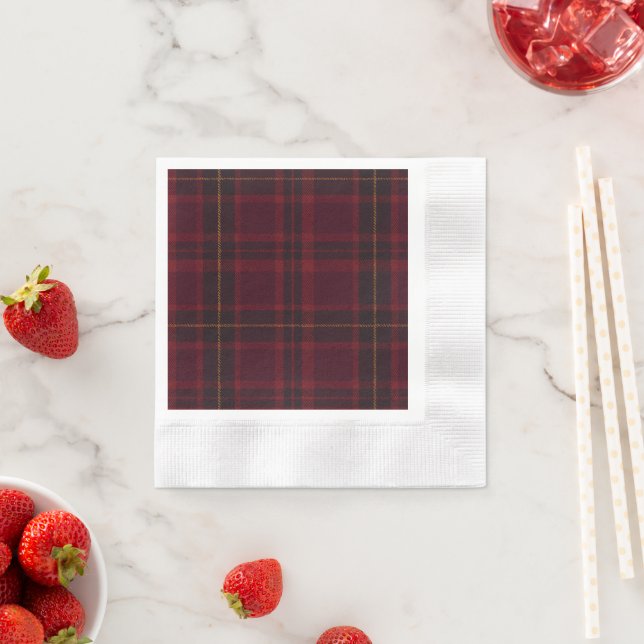 Elegant Burgundy Tartan Napkin (Insitu)