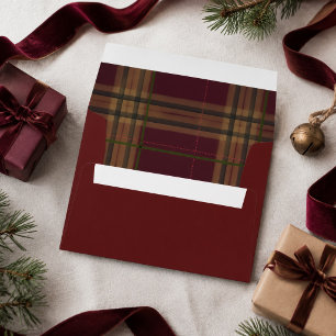 Elegant Burgundy Tartan Plaid Christmas Envelope