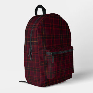 Elegant Burgundy Tartan Printed Backpack