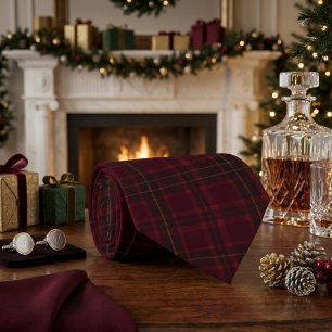 Elegant Burgundy Tartan Tie