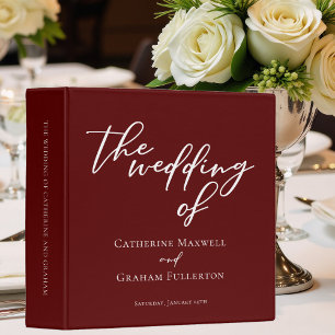 Elegant Burgundy Typography Wedding Photo Album Binder