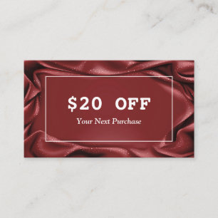Elegant Burgundy Velvet White Frame Makeup Artist Discount Card