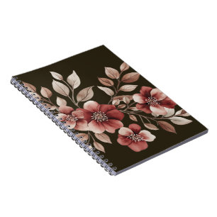 Elegant Burgundy Watercolor Floral Bouquet Notebook