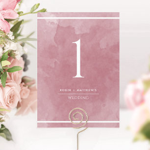 Elegant Burgundy Watercolor Table Number