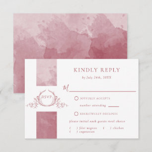 Elegant Burgundy Watercolor Wedding Monogram RSVP
