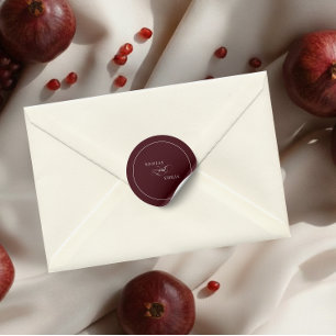 Elegant Burgundy Wedding Classic Round Sticker