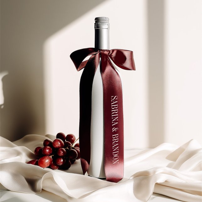 Elegant Burgundy Wedding Custom Names  Satin Ribbon (Elegant Burgundy Wedding Custom Names Satin Ribbon)