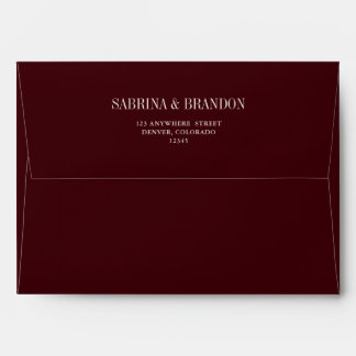 Elegant Burgundy Wedding Envelope Return Address