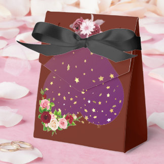 Elegant Burgundy Wedding Favour Bag with Black Rib Favor Box