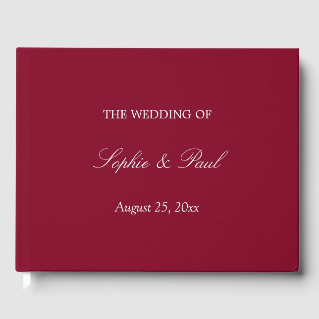 Elegant Burgundy Wedding Guest Book (Front)