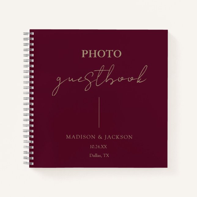 Elegant Burgundy Wedding Guestbook Notebook (Front)