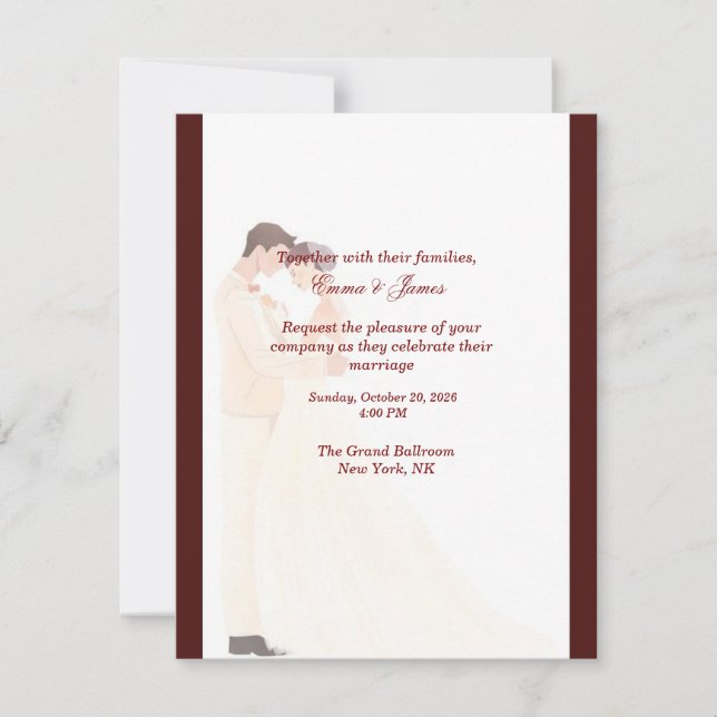 Elegant Burgundy Wedding Invitation  (Front)