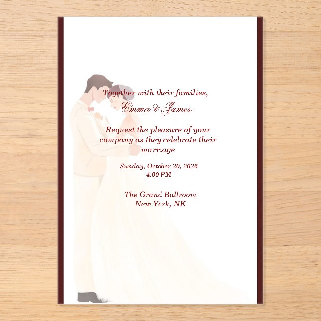 Elegant Burgundy Wedding Invitation  (Front)