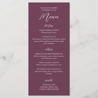 Elegant Burgundy Wedding Menu