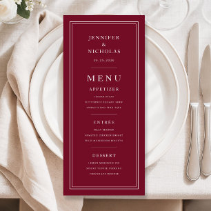 Elegant Burgundy Wedding Menu