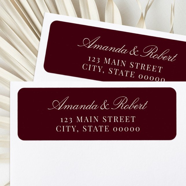Elegant Burgundy Wedding Return Address (Créateur téléchargé)