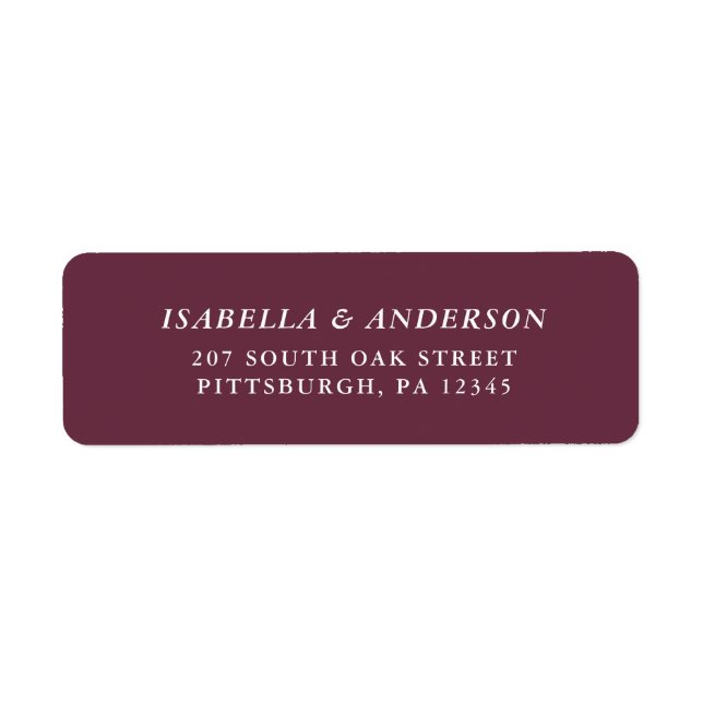 Elegant Burgundy Wedding Return Address Label (Front)