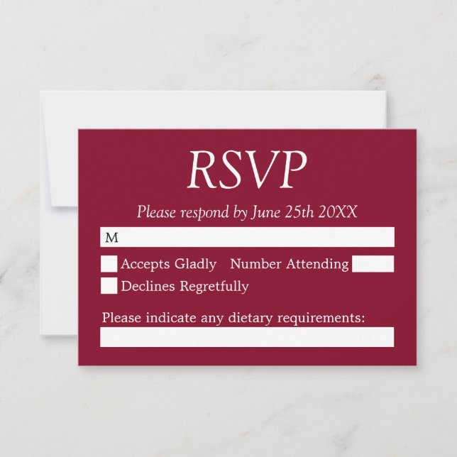 Elegant Burgundy Wedding RSVP Card (Front)