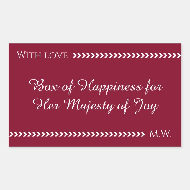 Elegant Burgundy & White Custom Rectangle Sticker  (Front)