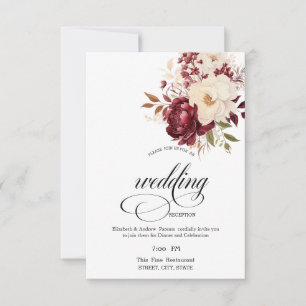 Elegant Burgundy White Flowers Rehearsal Dinner   Invitation