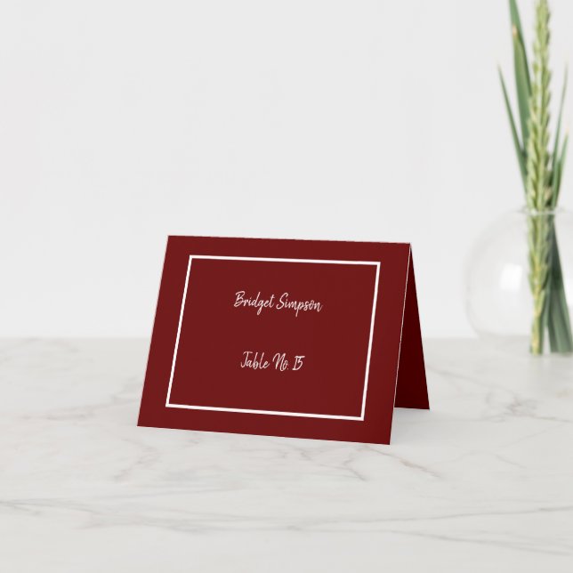 elegant burgundy & white guest Seating Cards (Front)