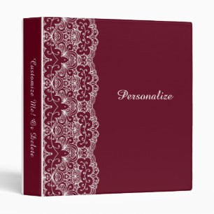 Elegant Burgundy White Lace Personalized Binder