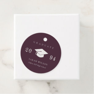Elegant Burgundy Wine Minimal Simple Graduation Favour Tags