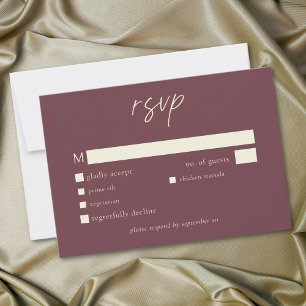 Elegant Burgundy Wine Minimalist Wedding RSVP Card