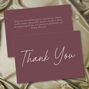 Elegant Burgundy Wine Minimalist Wedding Thank You Card