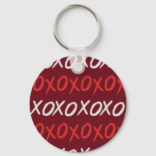 Elegant Burgundy XOXO Hugs and Kisses Keychain