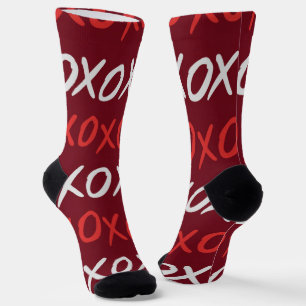 Elegant Burgundy XOXO Hugs and Kisses Socks