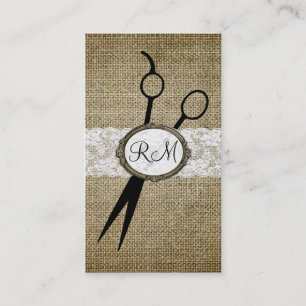 elegant burlap and lace hair stylist hairstylist appointment card