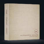 Elegant Burlap Modern Minimal Monogram Binder<br><div class="desc">Elegant Monogram Modern Texture Minimal Monogram Medallion Initial Name Title Custom Text Rose Pink Typography Burlap Canvas Texture Background Home Office Professional Work Back to School Recipe 3 ring binder</div>