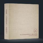 Elegant Burlap Modern Minimal Monogram Binder<br><div class="desc">Elegant Monogram Modern Texture Minimal Monogram Medallion Initial Name Title Custom Text Rose Pink Typography Burlap Canvas Texture Background Home Office Professional Work Back to School Recipe 3 ring binder</div>