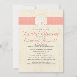 Elegant Burlap Sand Dollar Bridal Shower Invites