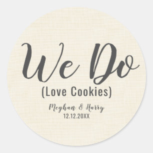 Elegant Burlap We Do Love Cookies Classic Round Sticker