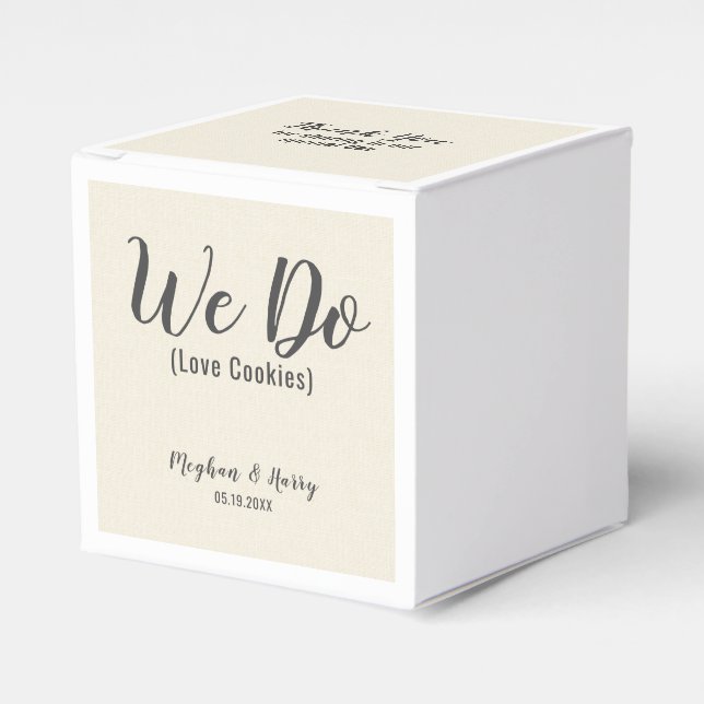 Elegant Burlap We Do Love Cookies Custom Favor Box (Front Side)