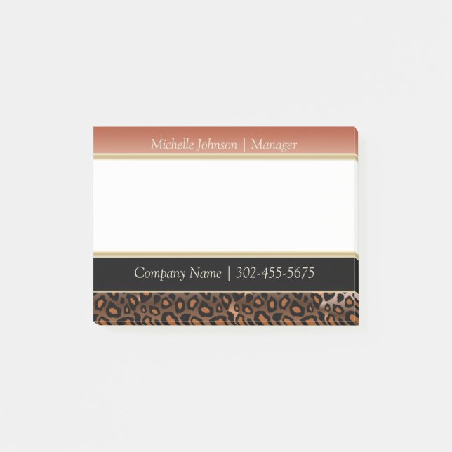 Elegant Burnt Orange and Black Jaguar Print Post-it Notes (Front)