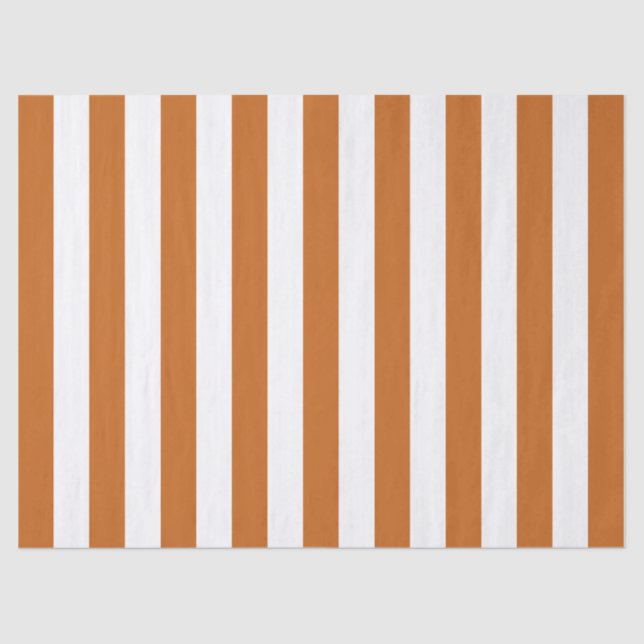 Elegant Burnt Orange and White Striped Pattern Tissue Paper (Front)
