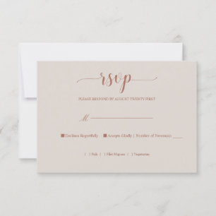Elegant Burnt Orange Calligraphy Simple RSVP Card