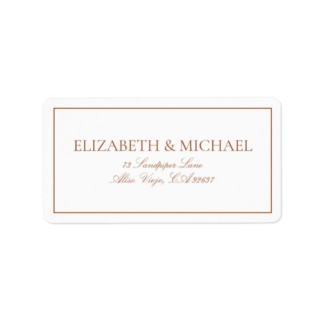 Elegant Burnt Orange Classic Script Label (Front)