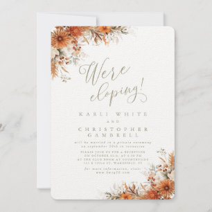 Elegant Burnt Orange Floral Elopement Reception Invitation