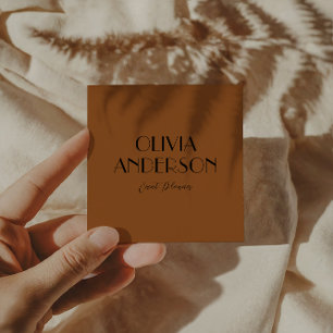 Elegant Burnt Orange Neutral Boho Modern Unique Square Business Card