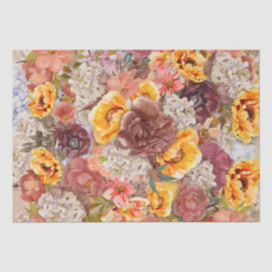 Elegant Burnt Orange Rust Cream Floral Tissue Paper