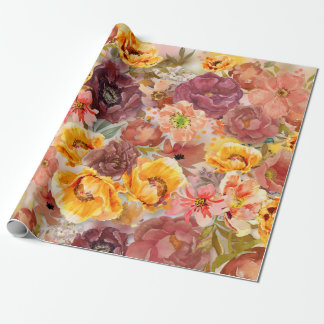 Elegant Burnt Orange Rust Watercolor Floral  Wrapp Wrapping Paper