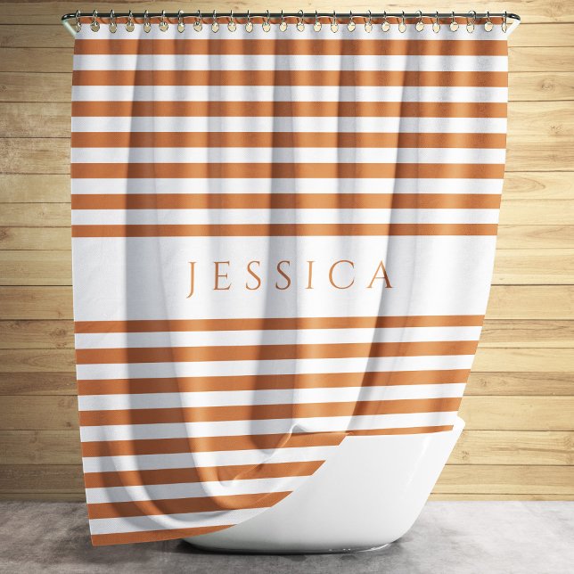 Elegant Burnt Orange Striped Pattern  (Elegant Burnt Orange Striped Pattern Shower Curtain)