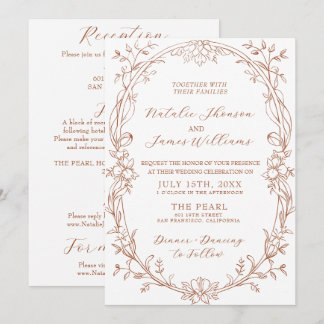 Elegant Burnt Orange Terracotta All In One Wedding Invitation
