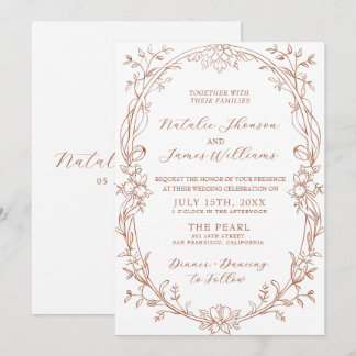 Elegant Burnt Orange Terracotta Boho Chic Wedding Invitation