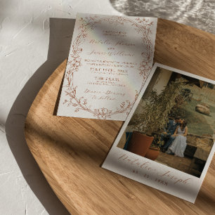 Elegant Burnt Orange Terracotta Boho Chic Wedding  Invitation