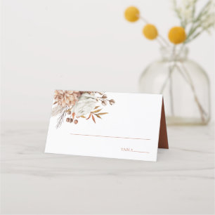 Elegant Burnt Orange Watercolor Flowers Place Card